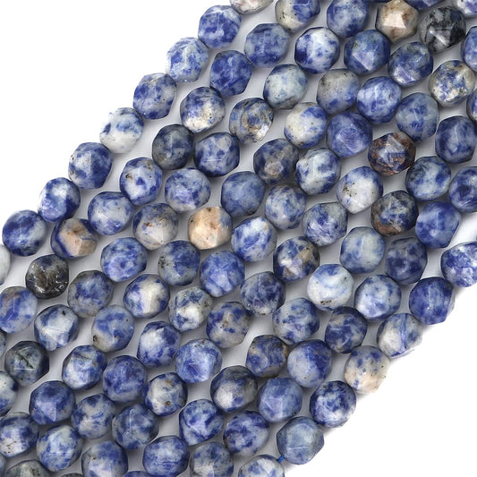 BEADIA Faceted Natural Blue Sodalite Stone Round Beads 8mm 36cm/Strand for Jewelry Making