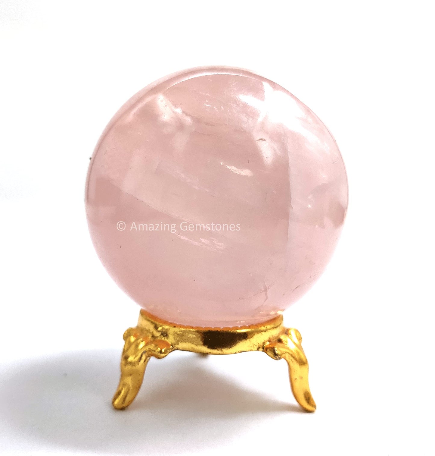 Amazing Gemstone Rose Quartz Crystal Sphere Round Ball with Sphere Holder Stand, Natural Healing Stone Sphere for Massage Meditation Crystal Grid Witchcraft Supplies Reiki Yoga