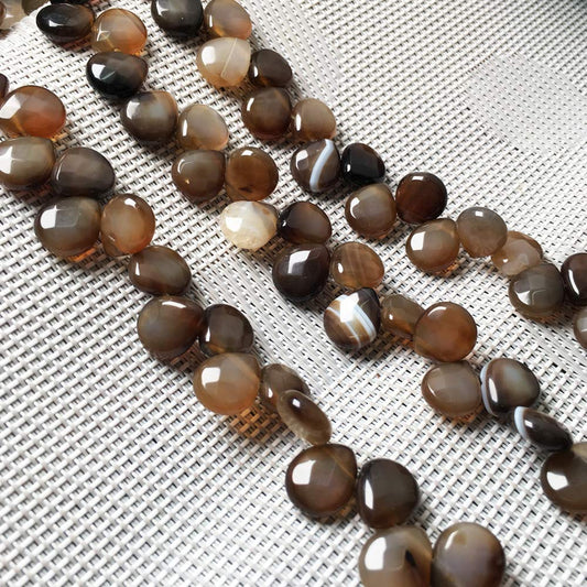 Natural Stone Beads Waterdrop Shape Faceted Coffee Striped Agate Stone Charms for Jewelry Making Necklace Bracelet