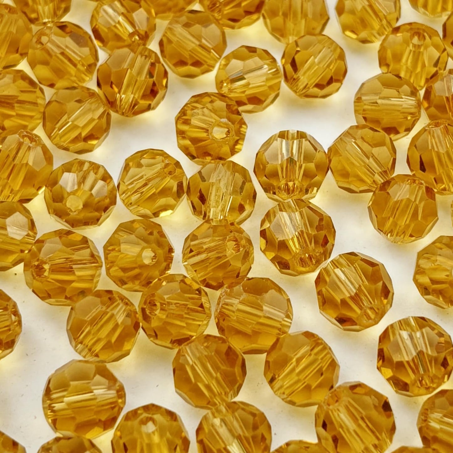 YUEXIGO 60pcs 10mm Round Crystal Glass Beads for Jewelry Making, Faceted Crystal Glass Spacer Beads for Bracelet Earring Necklace DIY Craft(Gold Champagne)