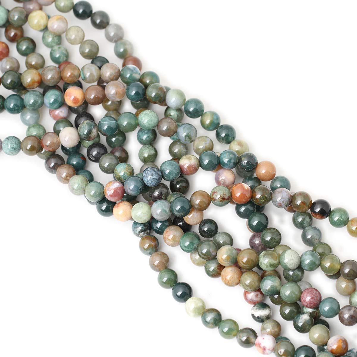 CHEAVIAN 45PCS 8mm Natural Indian Agate Gemstone Round Loose Beads for Jewelry Making DIY 1 Strand 15"