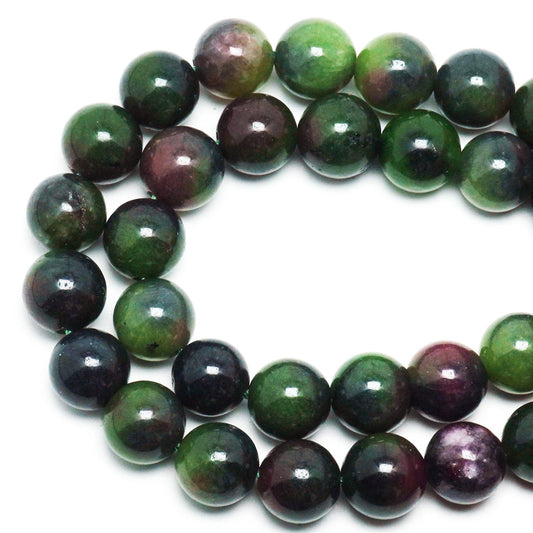 DIQIO Jade Stone Beads for Jewelry Making - 6mm Gemstone Round Loose Beads for Bracelets(58-60pcs, Red-Green Gemstone)