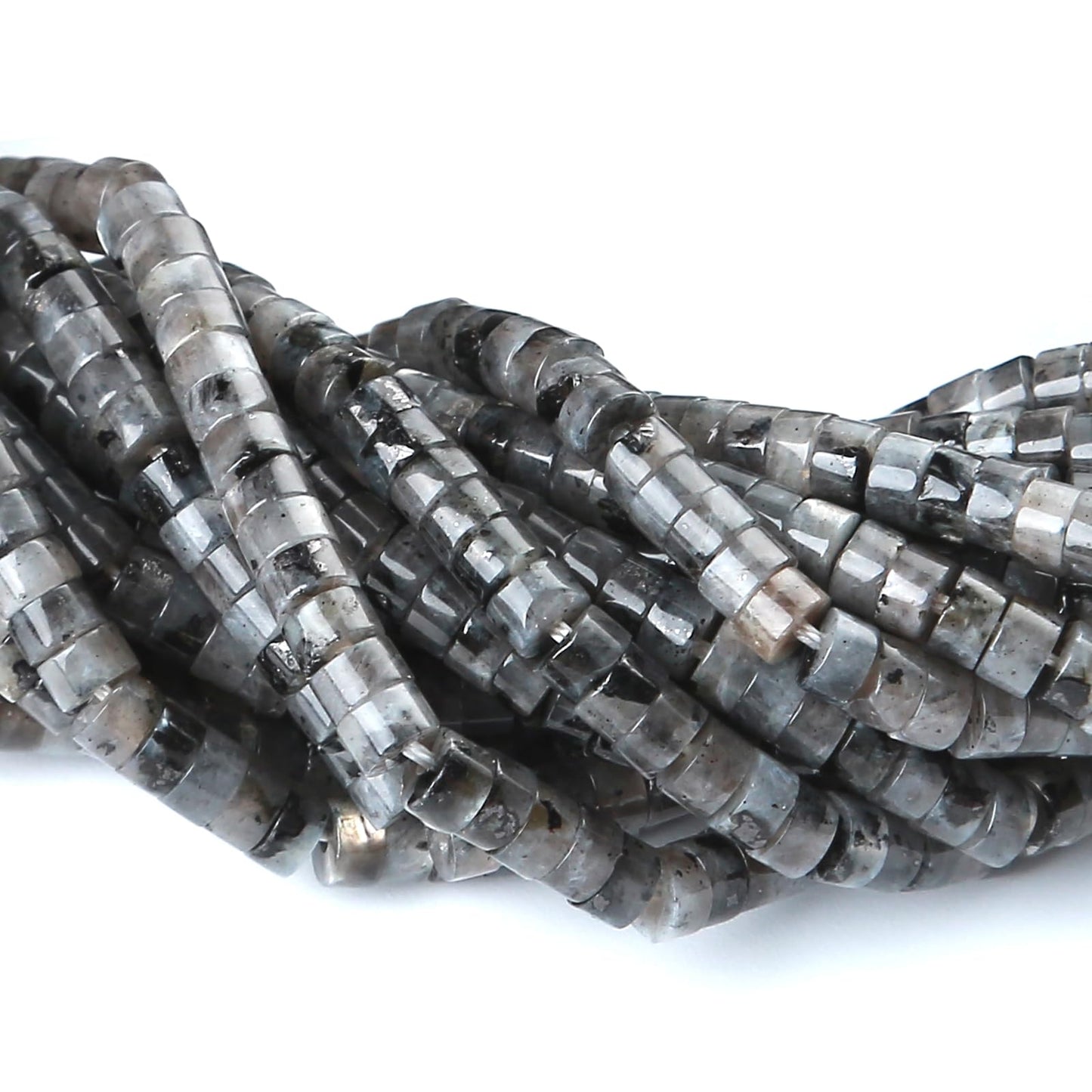 2x4MM 150PCS Black Labradorite Tube Cylinder Rondelle Abacus Disk Spacer Loose Beads for Jewelry Making