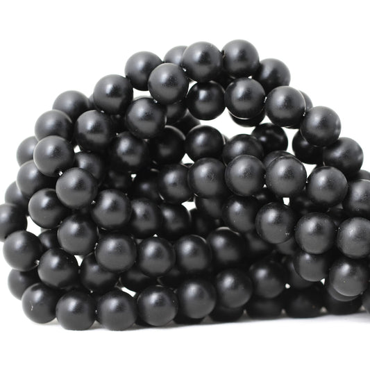 CHEAVIAN 35PCS 10mm Natural Matte Black Onyx Round Loose Beads DIY Bracelet Necklace Materials 1 Strand 15"