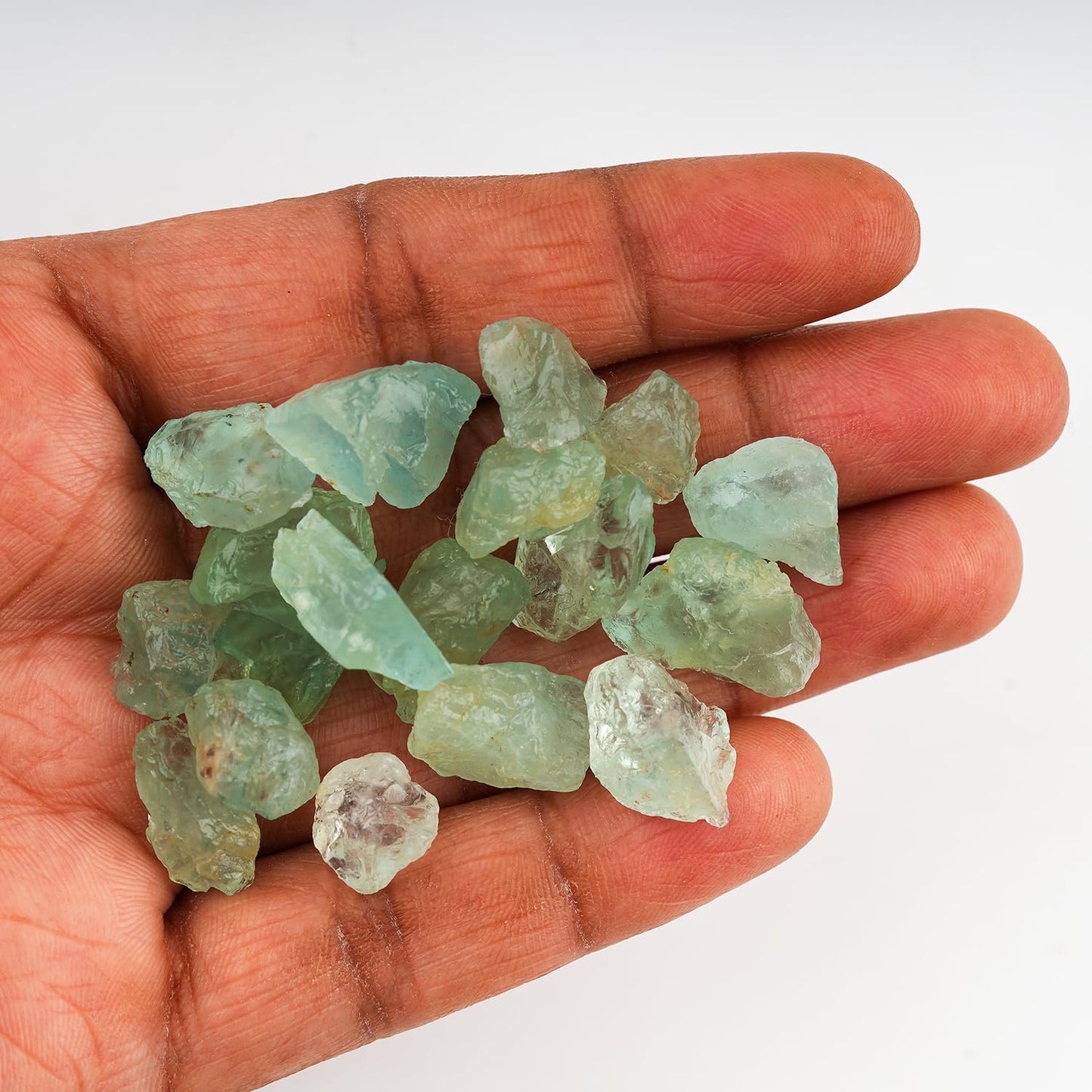 CRYSTALINES 100cts Wholesale Natural Raw Aquamarine Gemstone, Untreated Rough Stone, Bulk Loose Supplies, DIY Jewelry Making, Minerals Healing Crystals, March Birthstone, Gem Collection, 16-18pcs