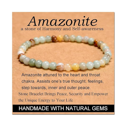 CHELYQST Multicolor Amazonite Bracelet - Stone of Harmony and Self-awareness,Stretch Natural Stone Crystal Beads Jewelry Gifts for Women Men Unisex Adult,4mm