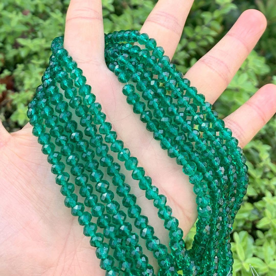 1000pcs Czech Faceted Rondelle Crystal Glass Loose Beads 6mm Spacer Bulk Emerald Green for DIY Craft Jewelry Making CCR624