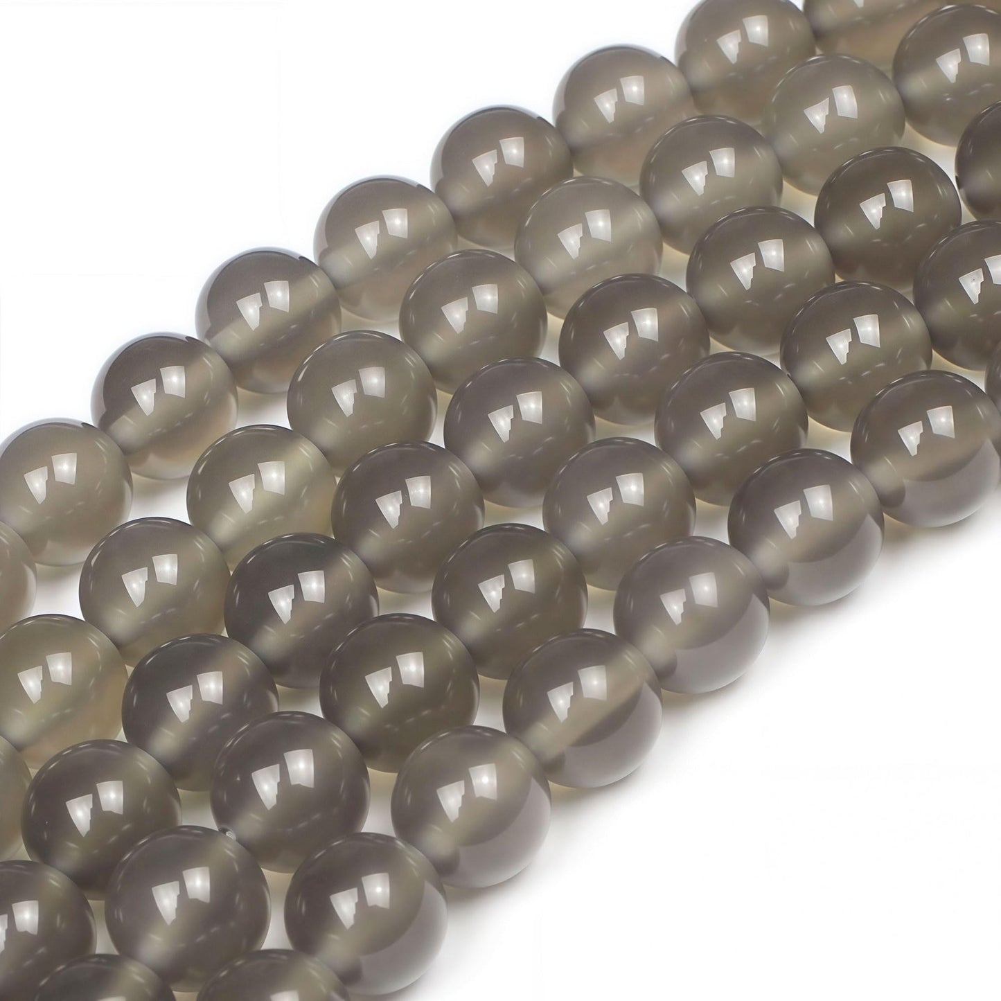 MJDCB 7A Natural Grey Agate Gemstone Round Stone Beads for Jewelry Making DIY Bracelet Necklace (8mm)