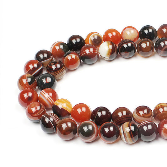 MJDCB Red Coffee Agate Beads Natural Agate Stone Round Loose Beads Ball Handmade Jewelry Bracelet Making DIY (10mm)