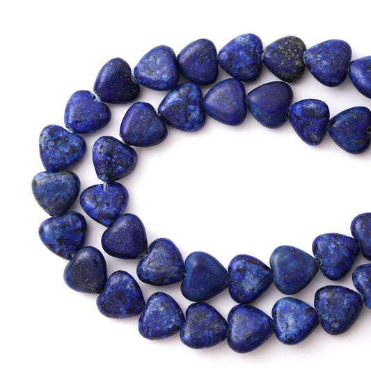 Natural Heart Shaped Lapis Lazuli Stone Beads 10mm Loose Crystal Healing Beads for DIY Necklace Bracelet Making Gemstone Craft Supplies
