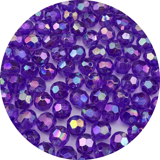Pinhoollgo 300pcs 8mm Acrylic Faceted Round Beads AB Colors Glossy Acrylic Beads Round Spacer Beads with Hole for DIY Bracelet Necklace Jewelry Making Supplies Handmade Craft(Dark Purple AB)