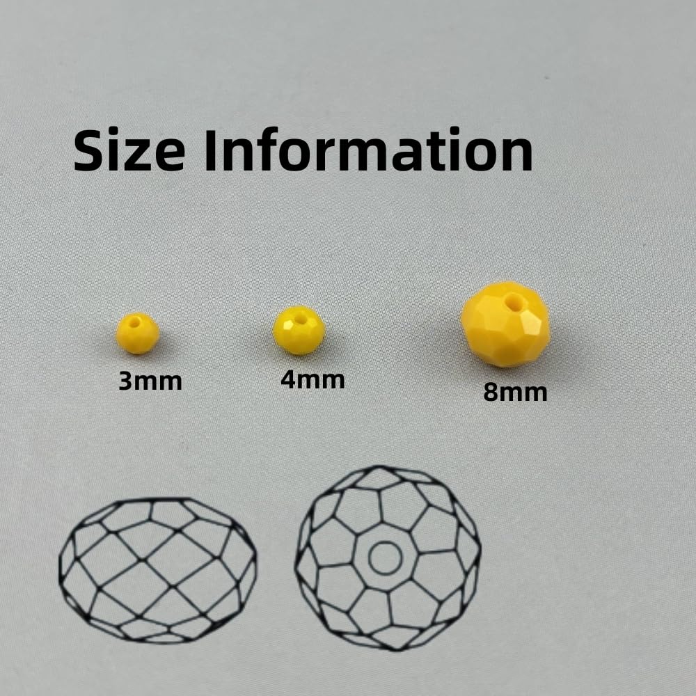 Pinhoollgo 500pcs 3mm Crystal Glass Beads Faceted Rondelle Glass Spacer Beads for Bracelets Necklace Pendants Earrings Key Chains Jewelry Making(Yellow Porcelain)