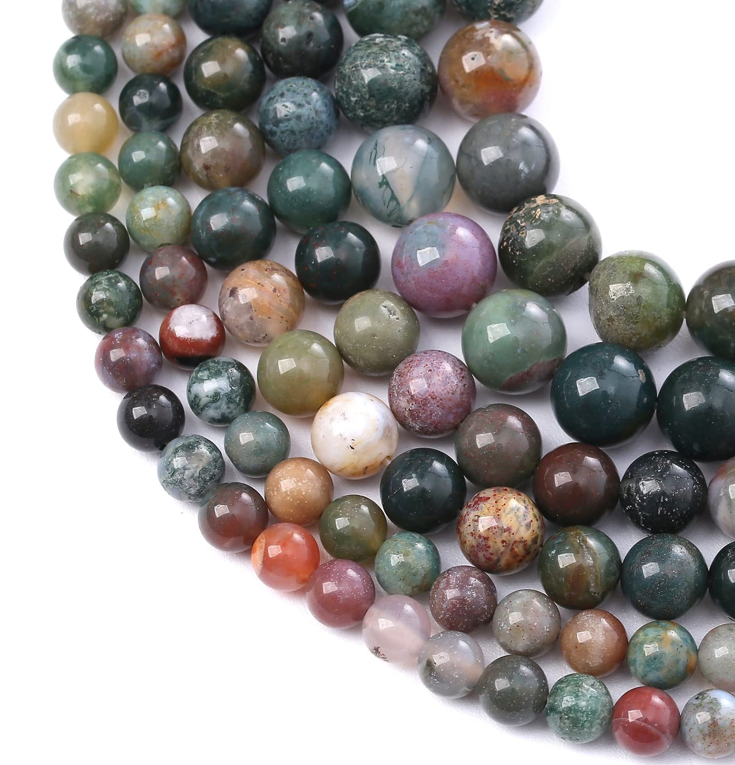 36PCS 10MM Natural Colorful Indian Agate Stone Beads Round Loose Beads for welry Making DIY Bracelet Necklace Accessory 15"