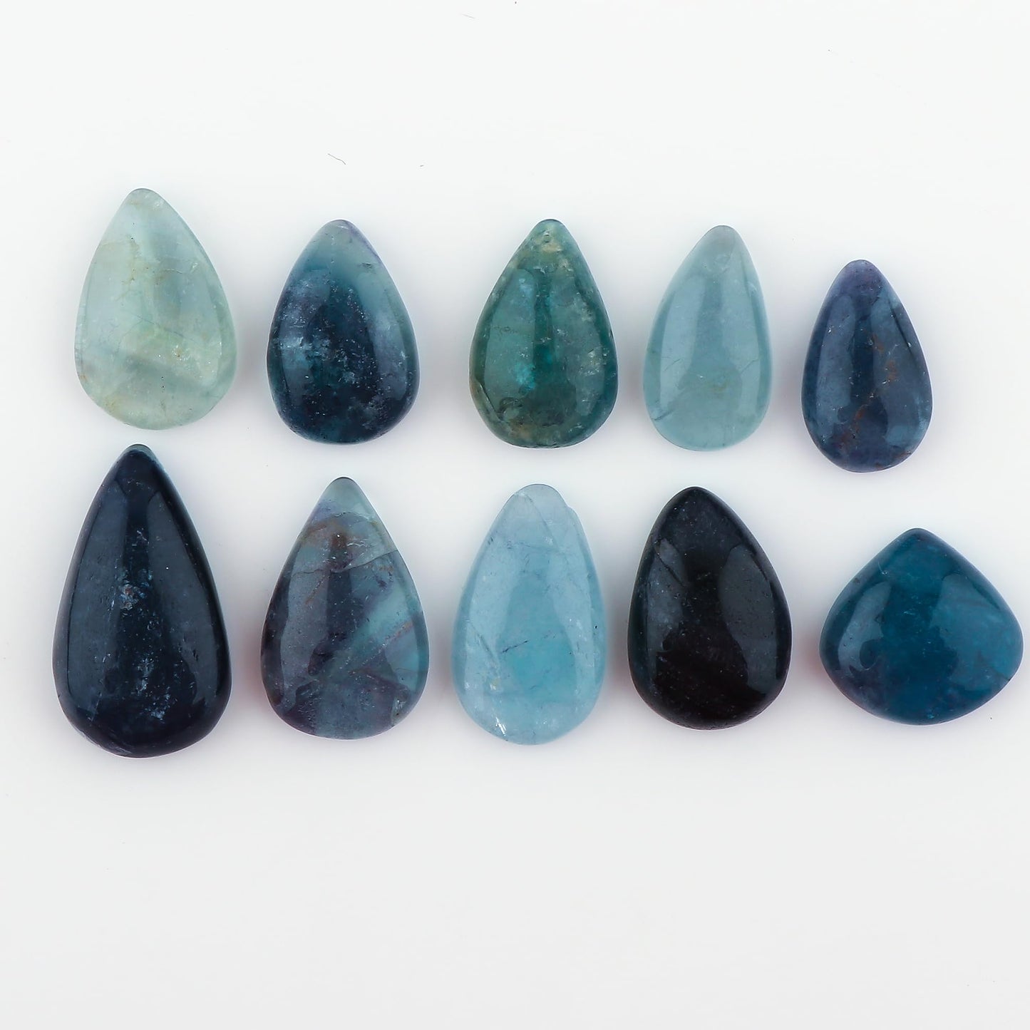 CRYSTALINES 10pcs Natural Multi Fluorite Gemstone, Wholesale Cabochon, High Grade Polished Stones Supply, DIY Crafts, Jewelry Making, Healing Crystals, Wire Wrapping, Gem Collection
