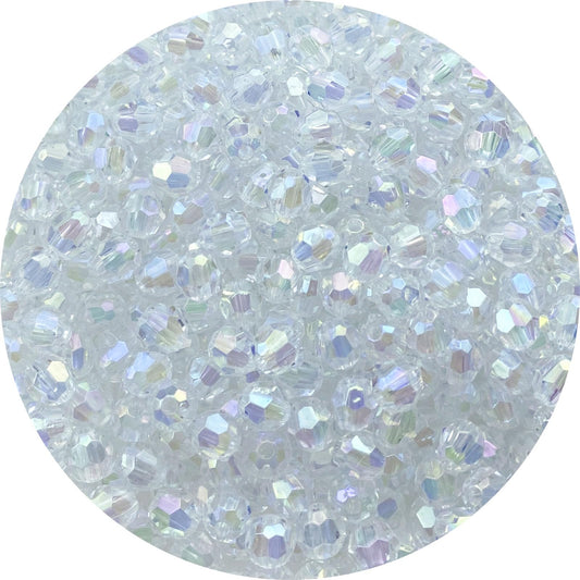 Tingoons 200 PCS 10mm Acrylic Faceted Spacer Beads AB Color Glossy Round Loose Beads for Jewelry Making Bracelet Necklace Earring Ornament Wind Chimes Key Chains(Transparent AB)