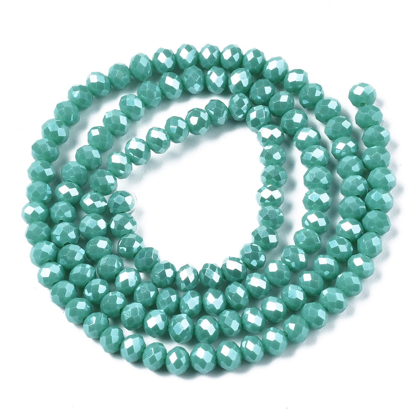 10 Strands Briolette Faceted Rondelle Glass Beads 4x3mm AB Color Opaque Glass Pearl Luster Tiny Spacer Beads 1230pcs for Bracelets Jewelry Making