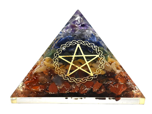 Amazing Gemstone Large Orgone Pyramid | Natural Chakra Pyramid Crystal | Pentacle Orgonite Pyramid | Organ Pyramids Positive Energy Healing