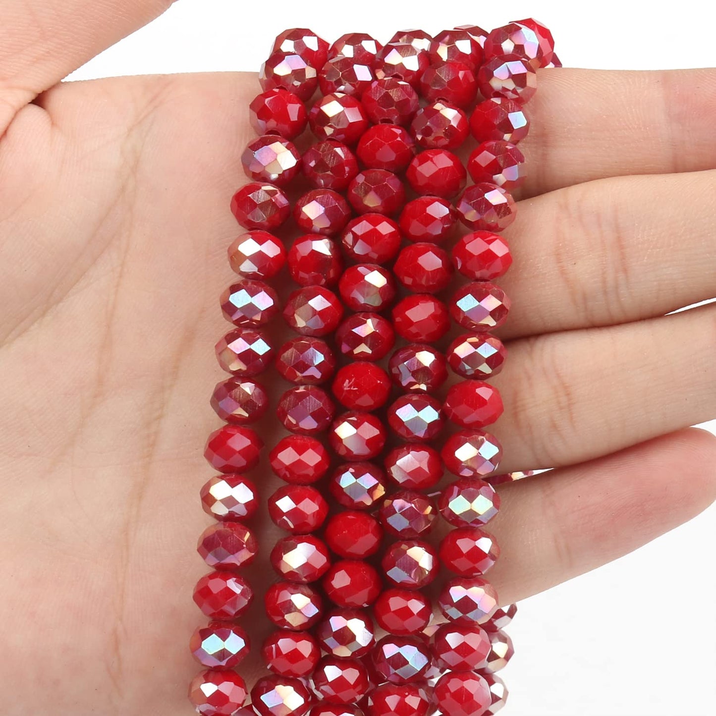 NITOPUPU 500pcs 6mm Crystal Glass Beads for Jewelry Making Faceted Rondelle Flat Beads for Bracelets Necklace Earrings DIY Crafts (AB Red Jade Half-Plated Crystal Bead)