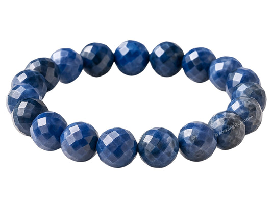 Amazing Gemstone Sodalite Bracelet for Women - Chakra Mens Bracelet Protection Crystals and Healing Stones - Blessing Spiritual Meditation Stocking Stuffers (Faceted Beaded Bracelet)