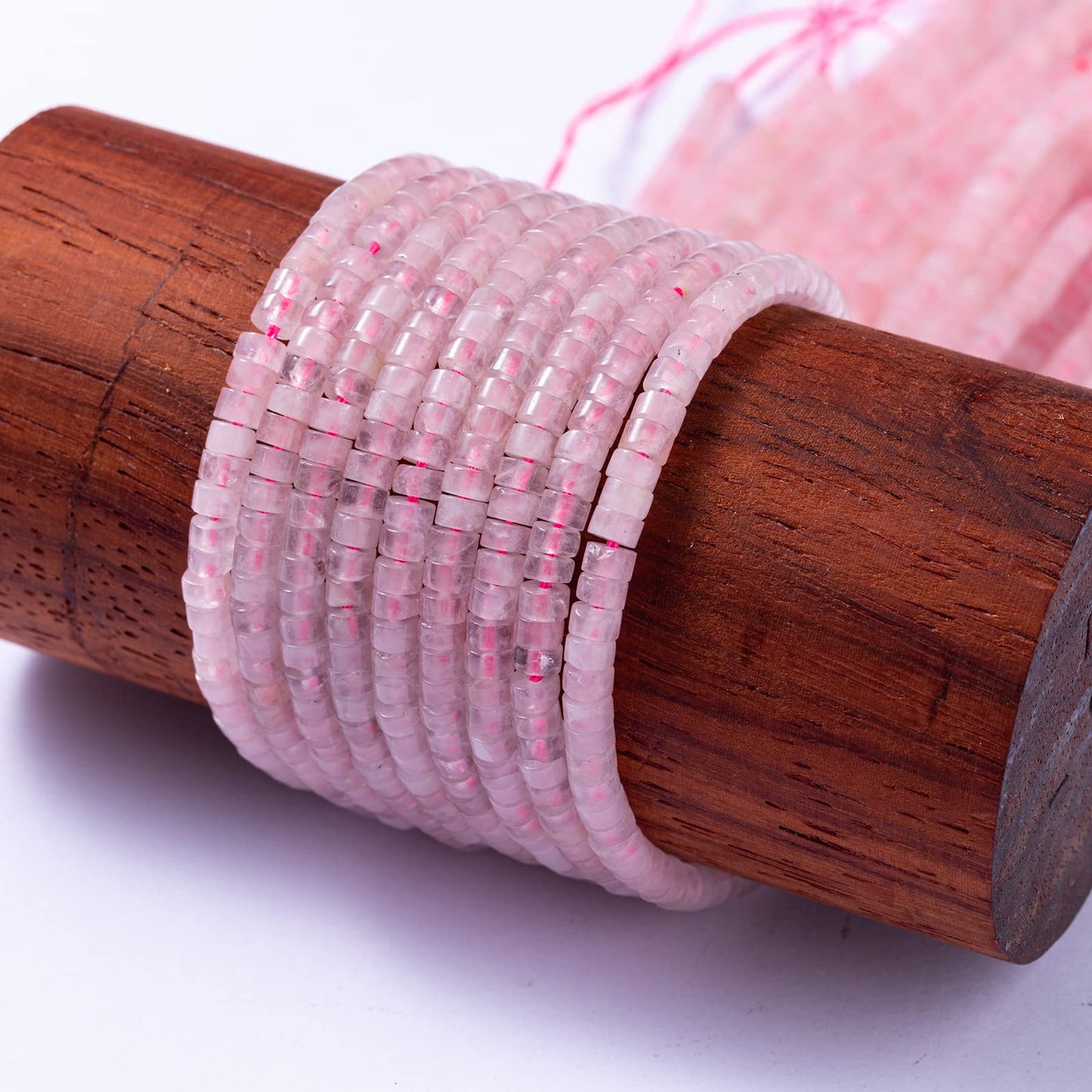 Natural Rose Quartz Stone Spacer Beads 4x2mm 38cm/str Flat Round Loose Semi Gemstone Caps for Making Bracelets Necklace