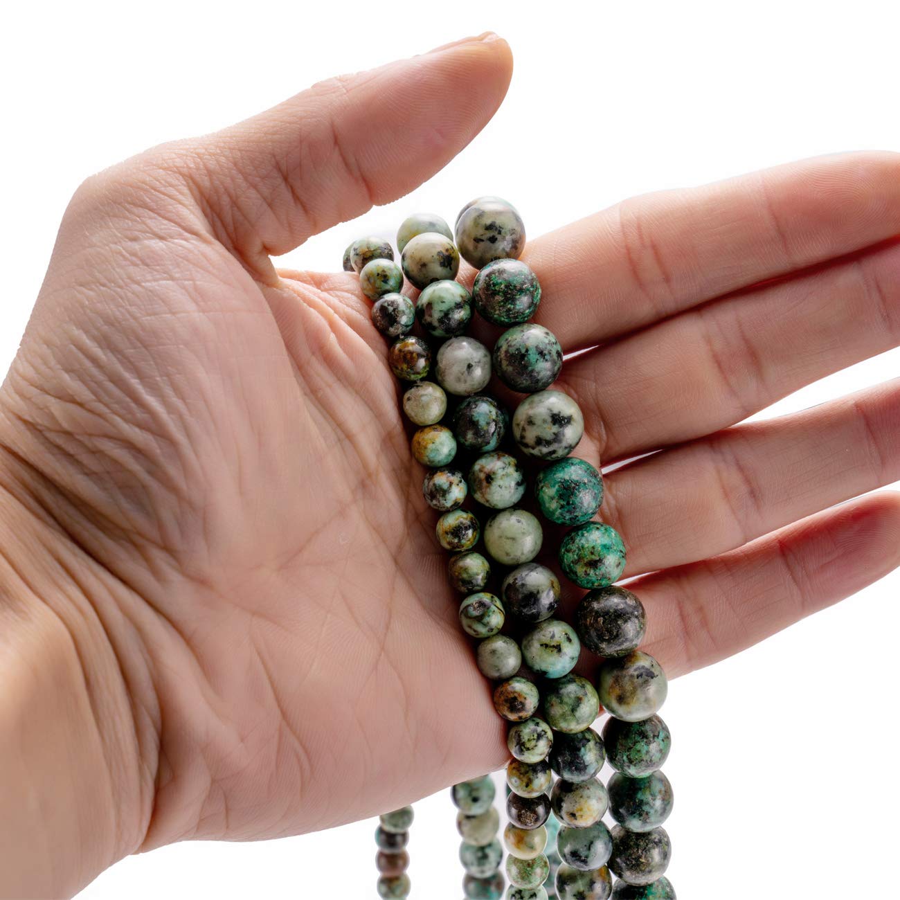 BEADIA Natural African Turquoise Stone Round Loose Semi Gemstone Beads for Jewelry Making 10MM 38PCS