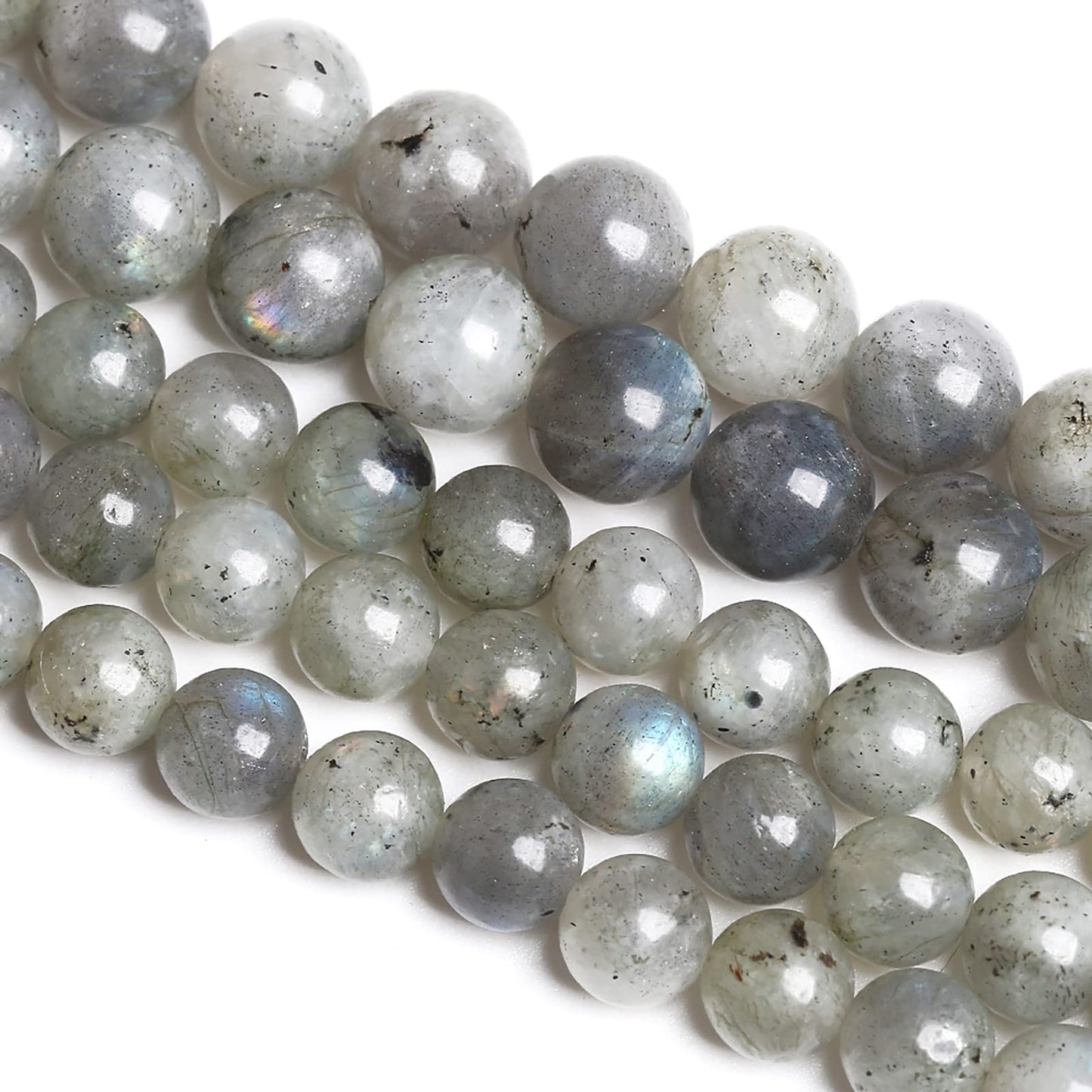 10MM 38PCS Natural Stone Gray Labradorite Larvikite Crystal Beads for Jewelry Making DIY Bracelet