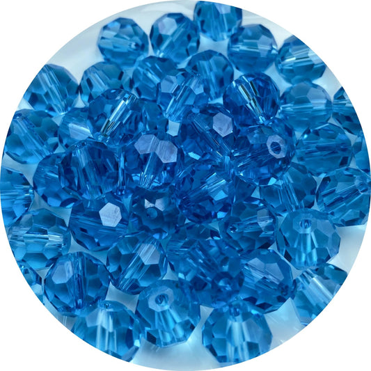 Xinhongo Crystal Glass Beads 100 Pieces 8mm Round Faceted Glass Spacer Beads for Jewelry Making Bracelet Earring Necklace DIY Craft Supplies(Lake Blue)