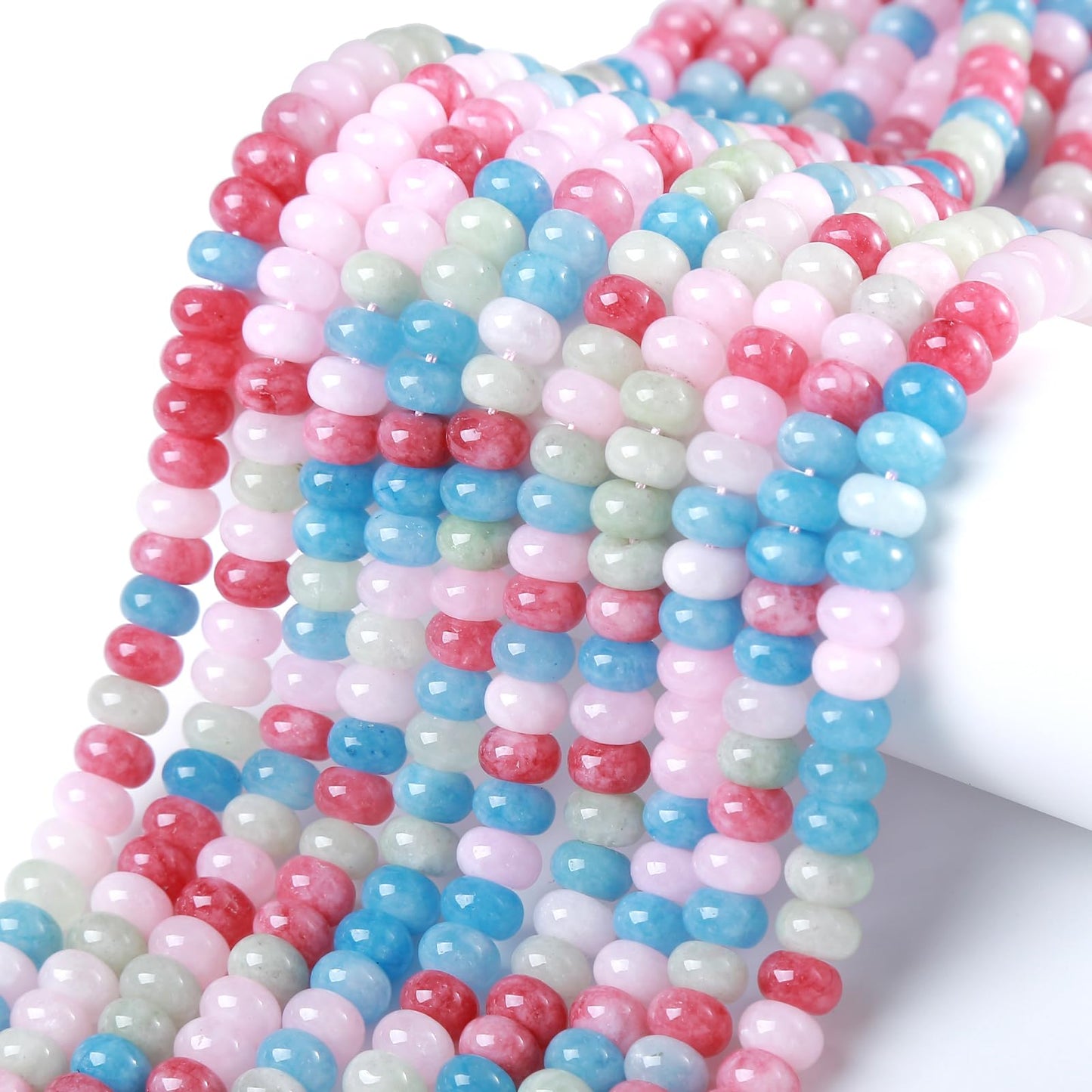 5x8MM 72PCS Morganite Jade Tube Rondelle Abacus Disk Spacer Loose Beads for Jewelry Making Bracelet DIY Accessories