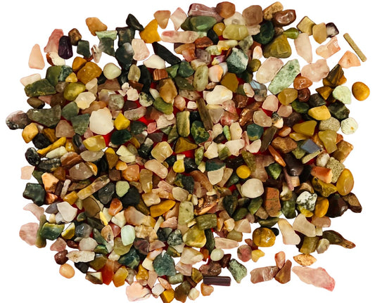Indian Consigners Multi Assorted Gemstone Chips – 100g Natural Polished Mixed Crystal Stones for Jewelry Making, Decoration, Healing, Tabletop & Wall Art Projects