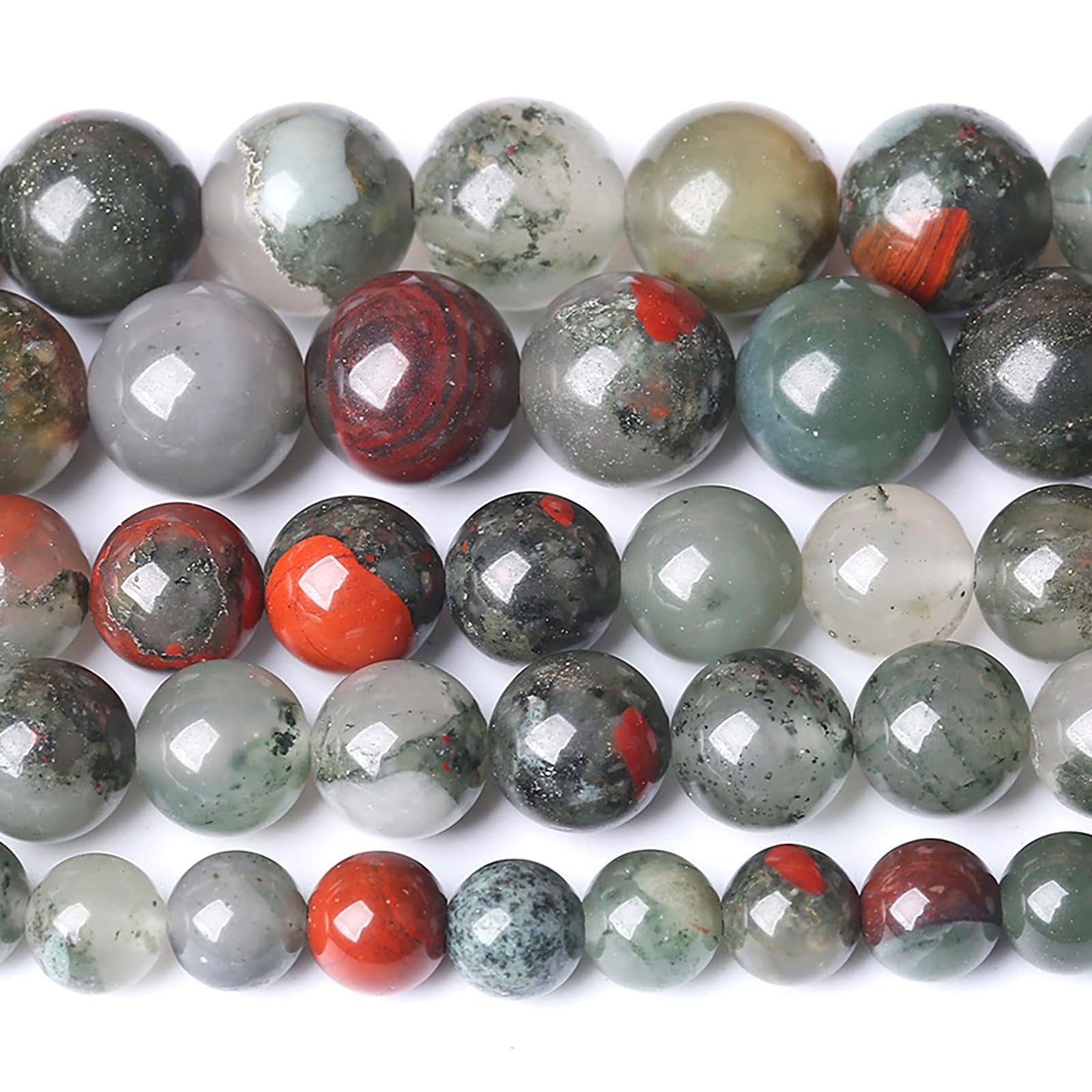 8MM Natural African Bloodstone Gemstone Round Beads Loose Spacer Stone Beads for Jewelry Making 90pcs 2 Strands 32"