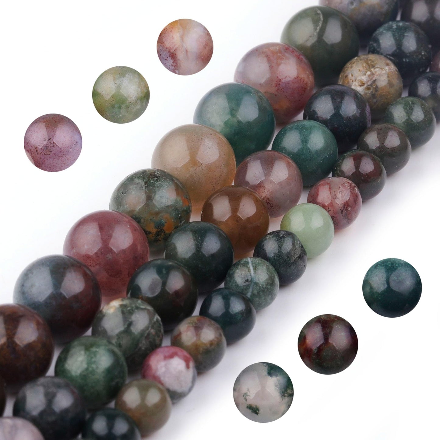 Youngbling Natural Gemstone Beads for Jewelry Making,6mm Indian Agate Polished Round Smooth Stone,Genuine Real Stone Beads for Bracelet Necklace 15 Inch(Indian Agate,6mm)