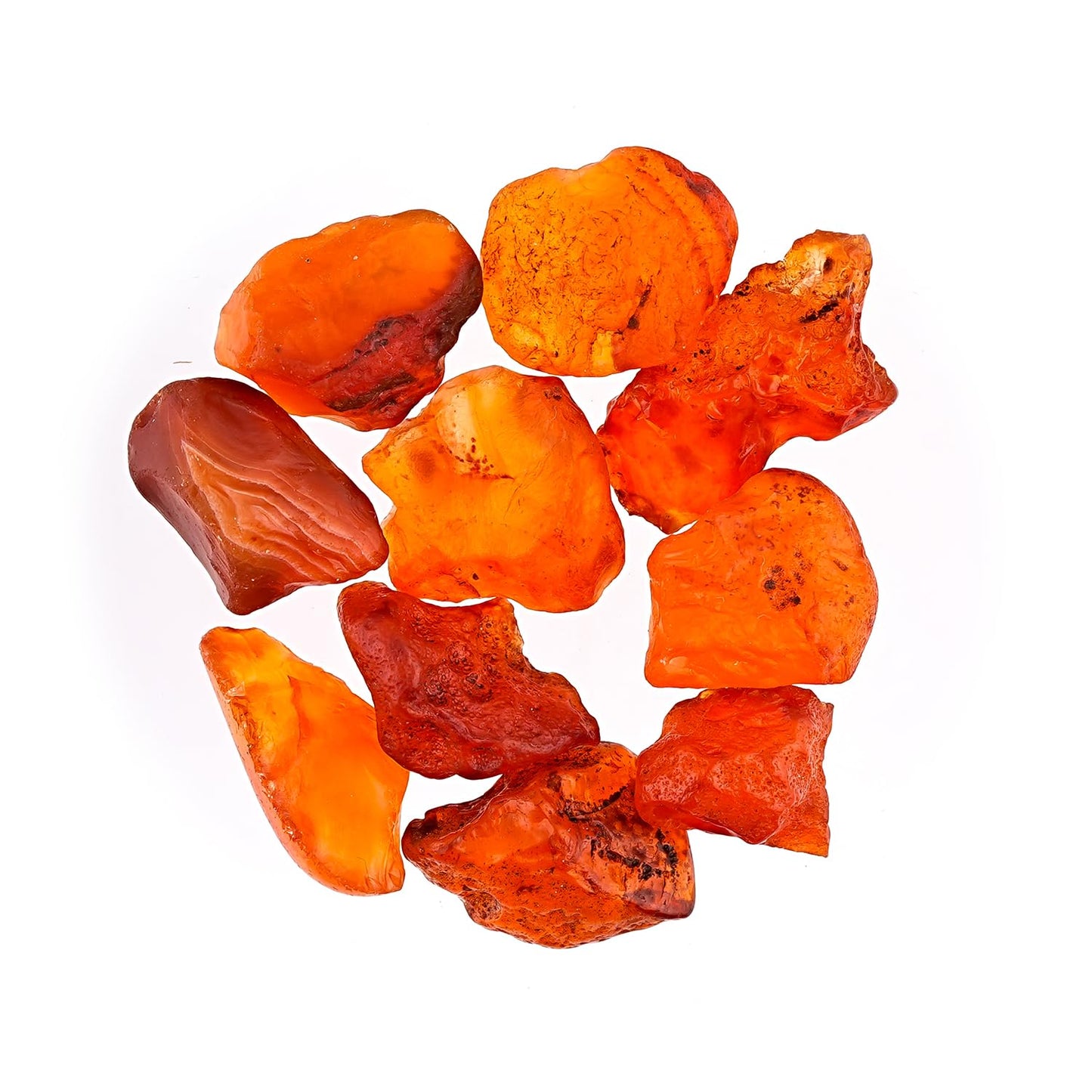 GEMKORA 10pcs Raw Carnelian Rough Gemstone, Natural Crystals, Healing Stones, Wholesale Lot, Jewelry Making Supply, 10-15mm size (50 carats.)