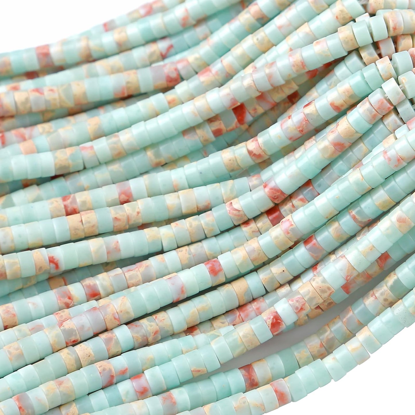 2x4MM 150PCS Blue Sea Sediment Impression Jade Tube Cylinder Rondelle Abacus Disk Spacer Loose Beads for Jewelry Making