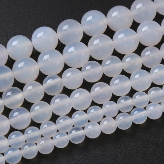 60PCS 6MM Natural White Opal Beads Round Loose Stone Beads for Jewelry Making DIY Energy Stone Healing Power Bracelet 15"