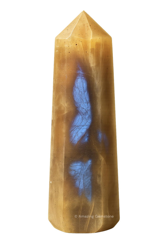 Amazing Gemstone Sun Moonstone Crystal Towers - Natural Healing Crystal Point Obelisk for Reiki Healing and Crystal Grid (3" to 4" INCH)