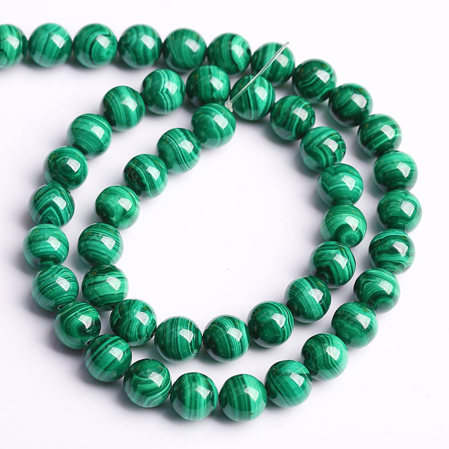 10MM 19PCS Natural Stone Green Malachite 3A Grade Gemstone Loose Beads for Jewelry Making DIY Bracelet