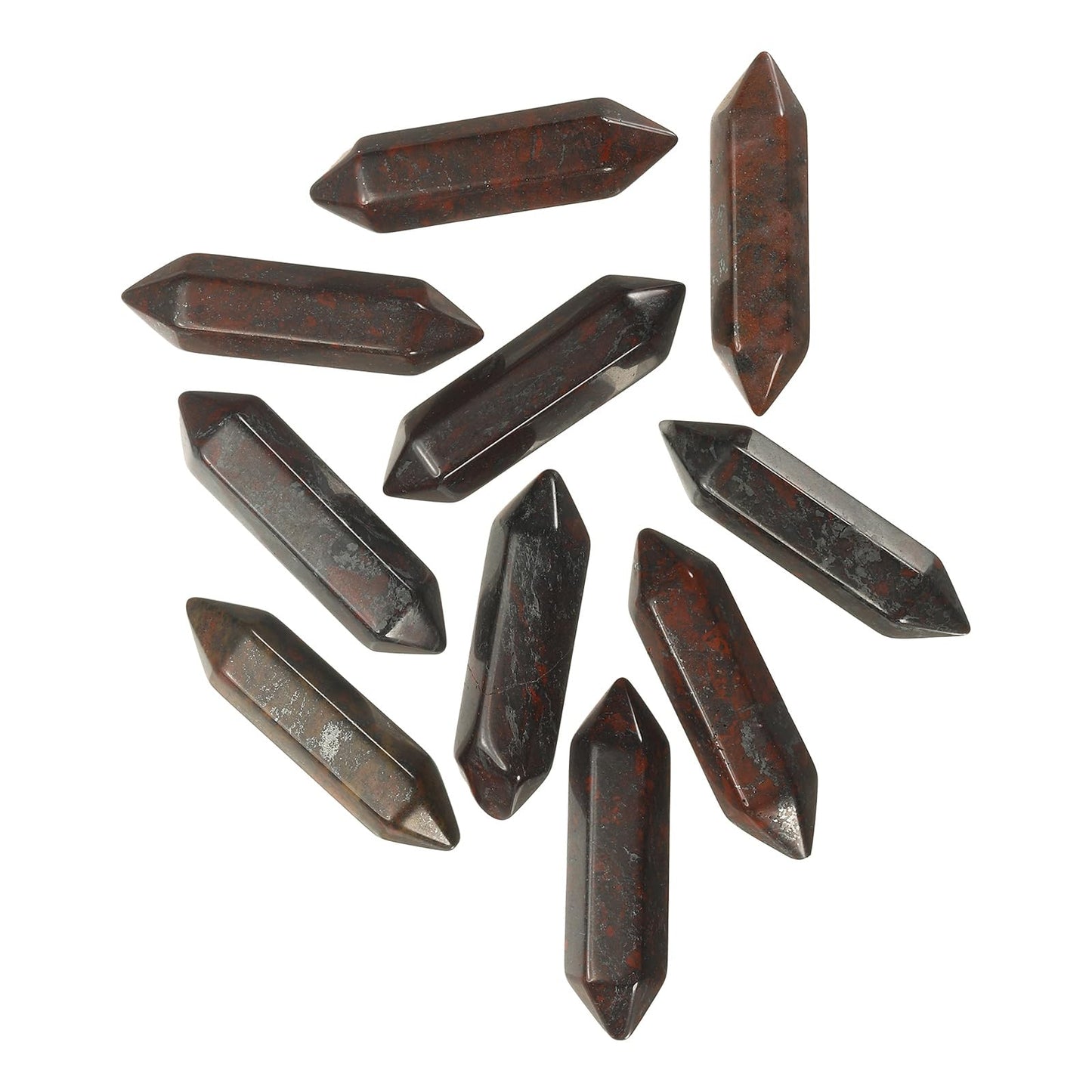 MECCANIXITY 10 Pack Floral Red Quartz Crystals, Polished Crystals Bulk Hexagonal Shaped Meditation Gemstone for Jewelry Making Energy Balance Accessories Gifts
