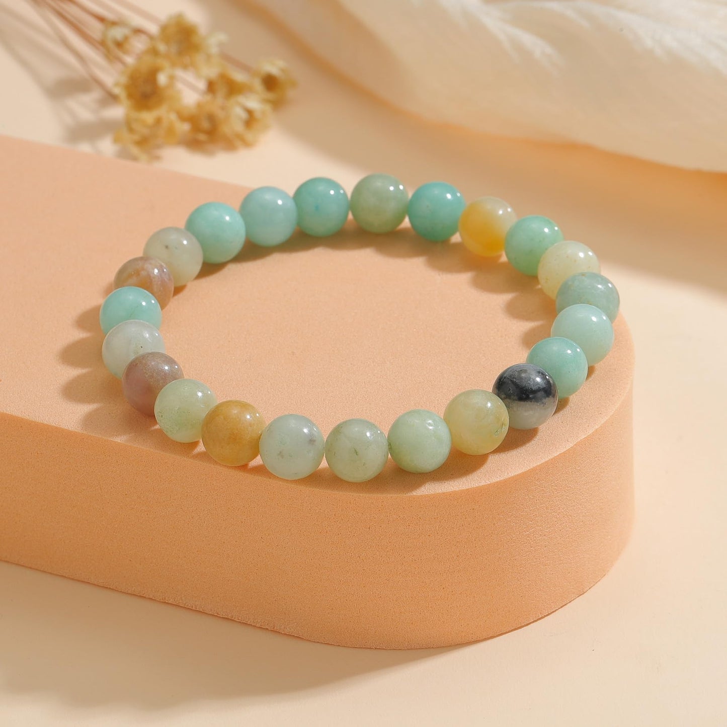 Udolfly Womens Crystal Beaded Bracelets for Women Men Protective Energy Bracelet Natural Gemstone Bead Bracelet 8mm Amazonite