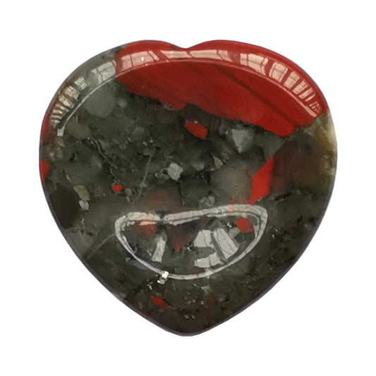 Bacatgem Natural African Bloodstone Heart Chakra Thumb Worry Stone,Hand Carved Healing Crystal Shaped Stone for Anxiety Stress Relief Meditation