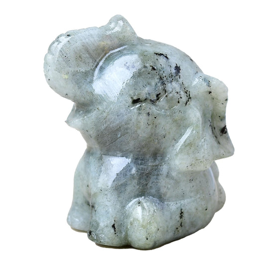 DZJXBZhu Moonstone Elephant Crystal Statue 2.0” Healing Crystal Meditation Pocket Figurine Statue Natural Gemston Hand Carved Polished Home Room Office Desk Decoration Gift Collect