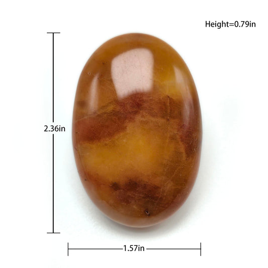 BEAUSIOO 2.4" Yellow Jade Palm Stone for Anxiety Relief, Healing Crystal for Meditation & Stress Relief, Polished Pocket Stone with Gift Box