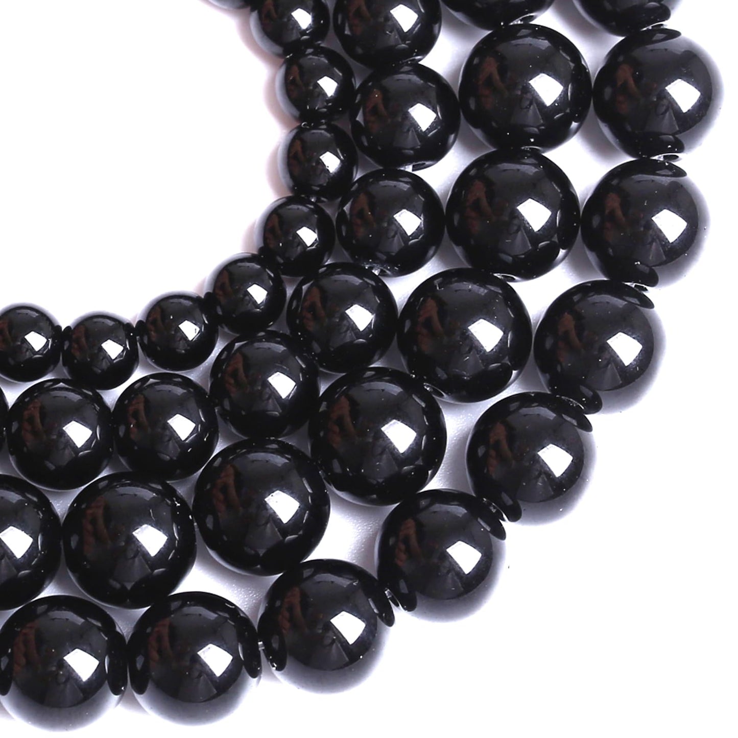 8MM Natural Black Agate Gemstone Beads Round Loose Stone Beads for Jewelry and Bracelets Making 90pcs 2 Strands 32"