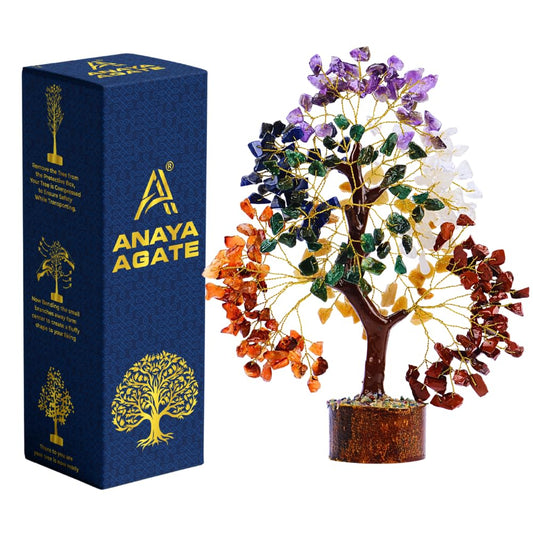 ANAYA AGATE 7 Chakra Tree of Life Crystal Healing Money Tree for Home Living Decor, Office Desk Decor, Handmade Feng Shui Bonsai for Energy, Wealth & Good Luck, Birthday Gifts for Men, Women, Mom