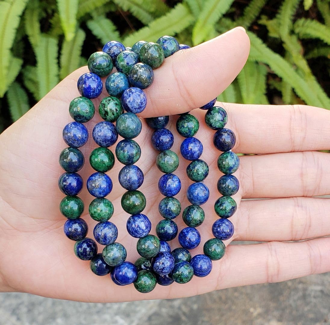 Adabele Real Natural Lapis Chrysocolla Bracelet 8 inch Stretch Gemstone Beaded Bracelet Chakra Healing Crystal Stone Jewelry Women Mom Gift (Unisex) GB8-C21