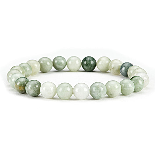 Cherry Tree Collection Burma Jade Beaded Bracelet – Genuine 8mm Gemstone Stretch Bracelet for Men & Women – Handmade Crystal Bracelet - (Burma Jade - M)