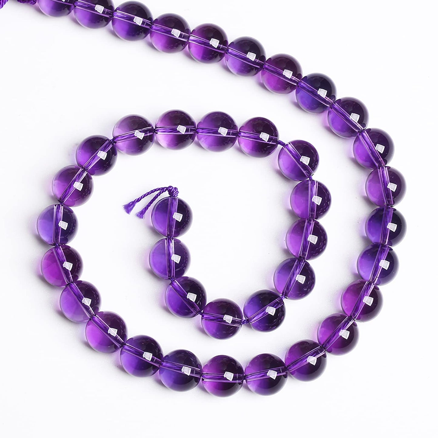 10MM 38PCS Natural Stone Clean Amethyst 3A Grade Crystal Loose Beads for Jewelry Making DIY Bracelet