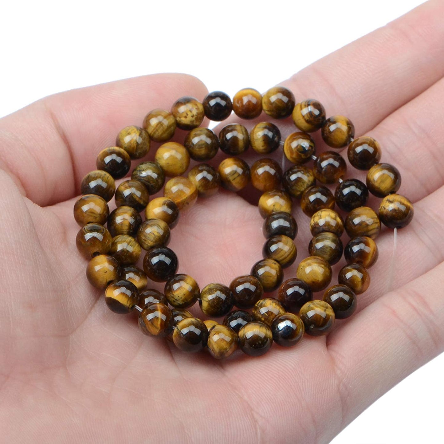 AD Beads Natural Gemstone Round Loose Beads 15" for Bracelet Necklace Earrings Jwelery Making Crafts DIY (4mm, Yellow Tiger Eye)