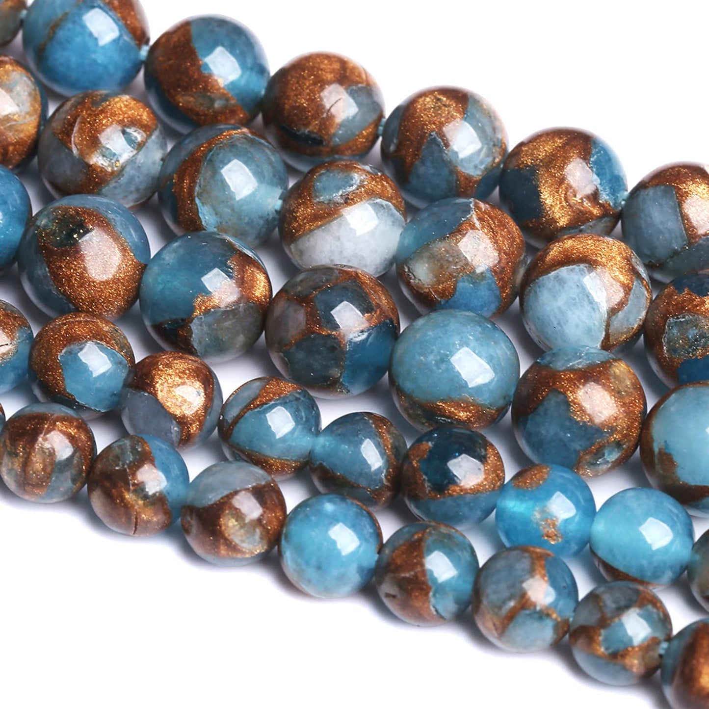 10MM 36PCS Lake Blue Cloisonne Craft Spacer Loose Beads for Jewelry Making DIY Bracelet