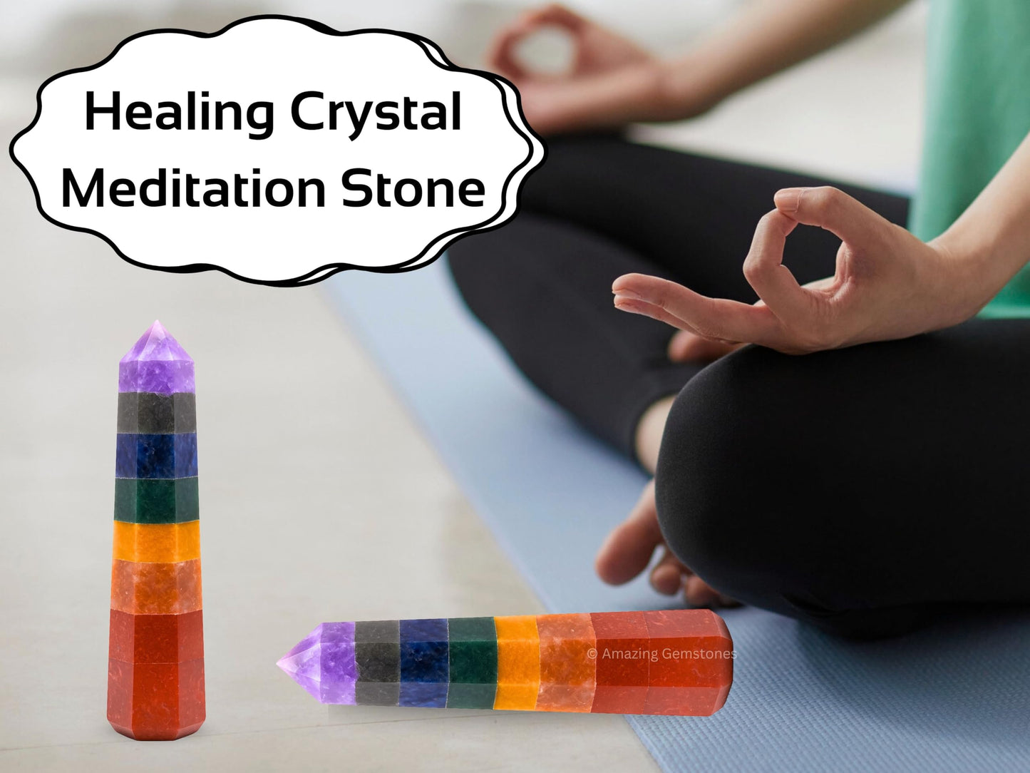 Amazing Gemstone Seven Chakra Crystal Towers ~ Natural Healing Crystal Point Obelisk for Reiki Healing and Crystal Grid (2" to 3" INCH)