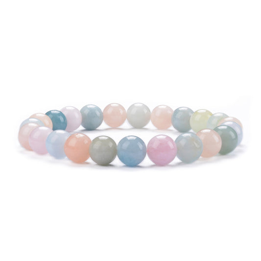 Cherry Tree Collection Multi-Beryl Beaded Bracelet – Genuine 8mm Gemstone Stretch Bracelet for Men & Women – Handmade Crystal Bracelet - (Multi-Beryl - S)